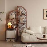 Adjustable arched corner bookcase with open shelves for stylish storage and display main product image